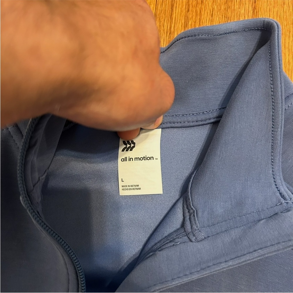 All In Motion Cropped Quarter Zip Pullover Blue Athletic Jacket Size L - Picture 4 of 6
